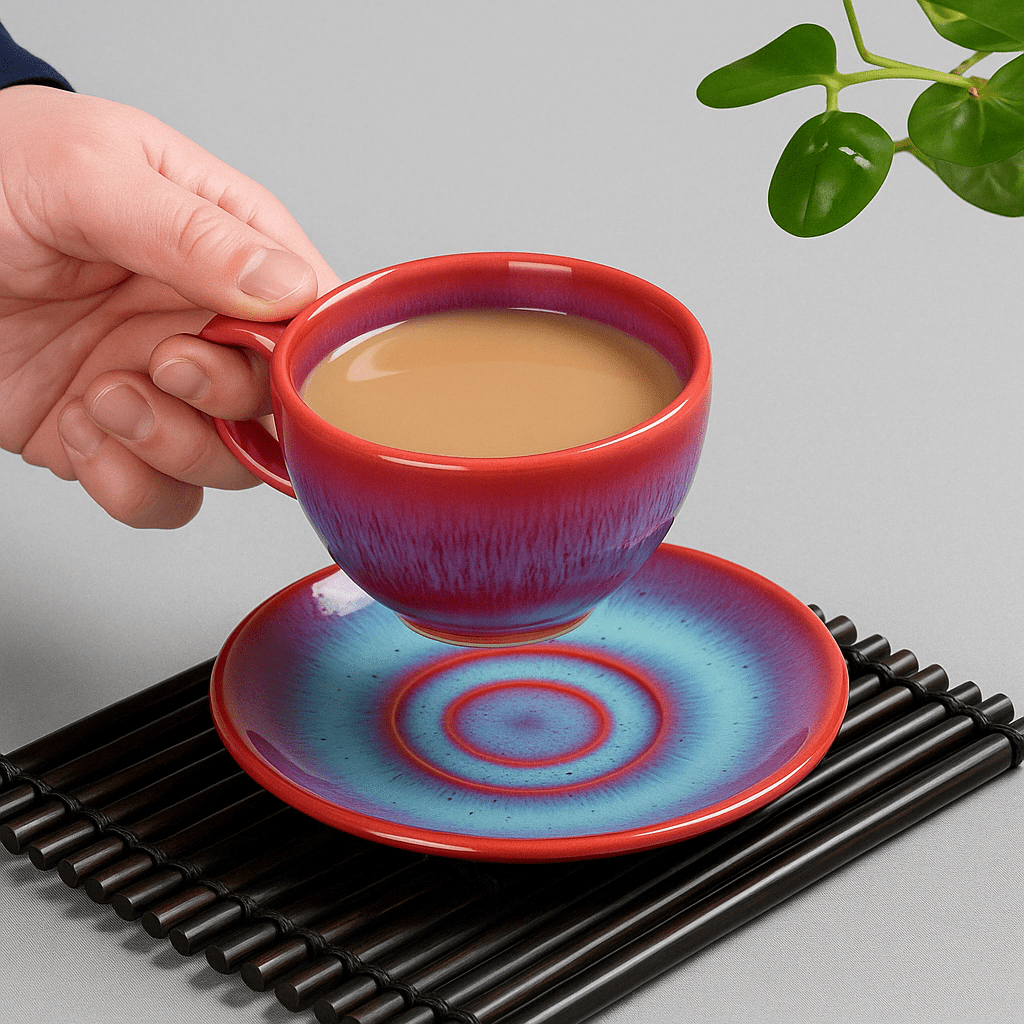 Chinese Ceramic Breakfast Coffee Cup & Saucer Set - The House Of BLOC