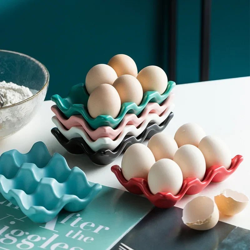 Six Grid Ceramic Egg Storage Tray