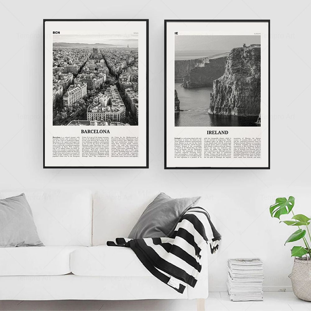 Monochrome Landscape Travel Poster - The House Of BLOC