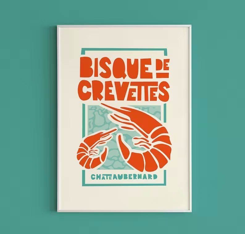 Retro French Shellfish Canvas Print Poster - The House Of BLOC