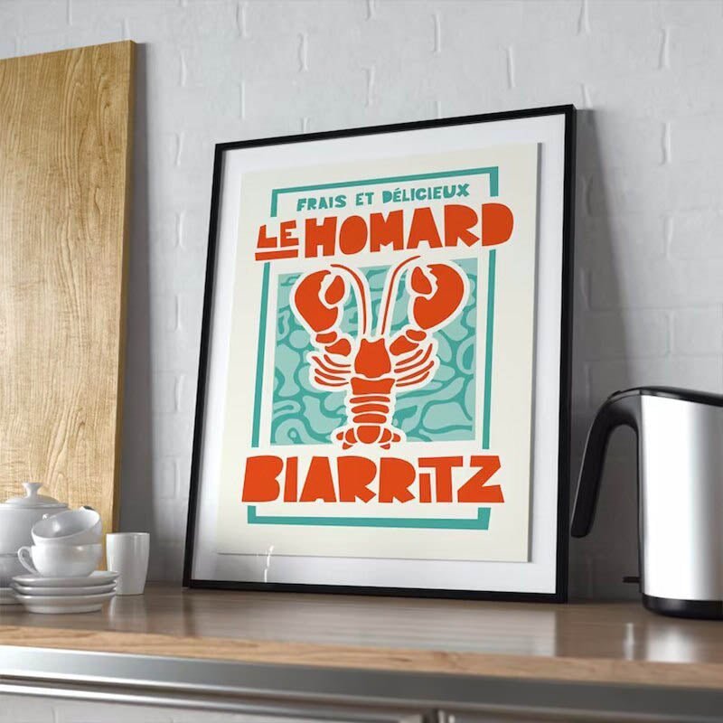 Retro French Shellfish Canvas Print Poster - The House Of BLOC