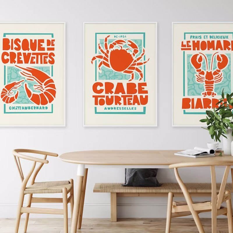 Retro French Shellfish Canvas Print Poster - The House Of BLOC