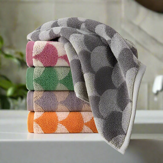 Cotton Jacquard Fan Pattern Towel Set