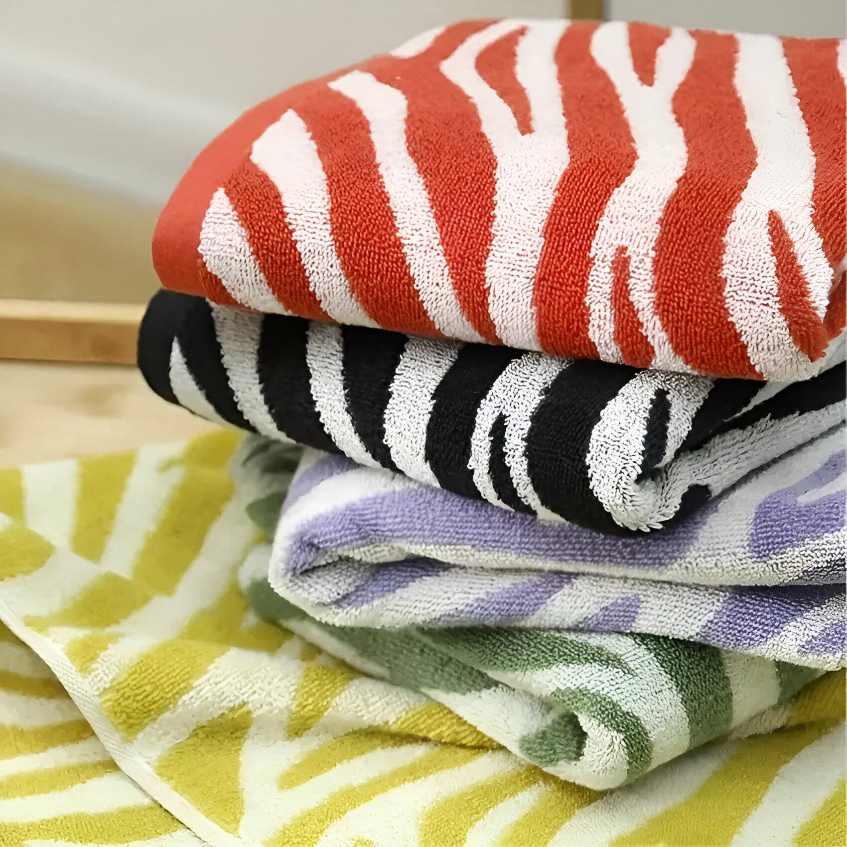 Soft Cotton Striped Tiger Print Hand Towel