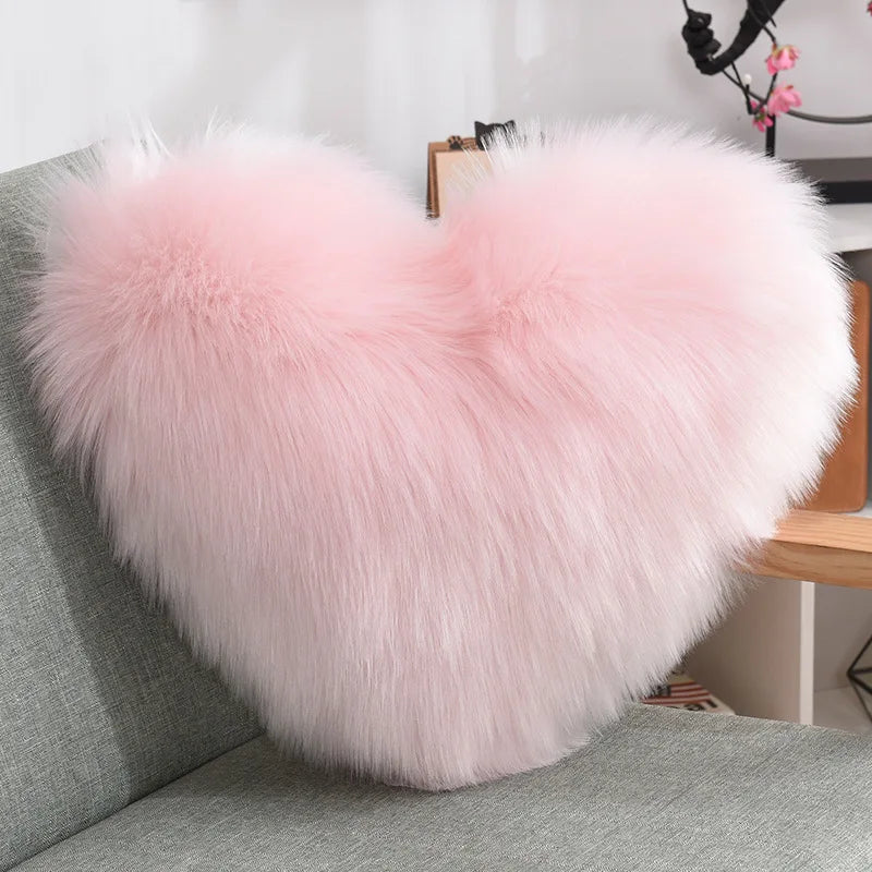 Soft Heart Shape Fluffy Sofa Cushion