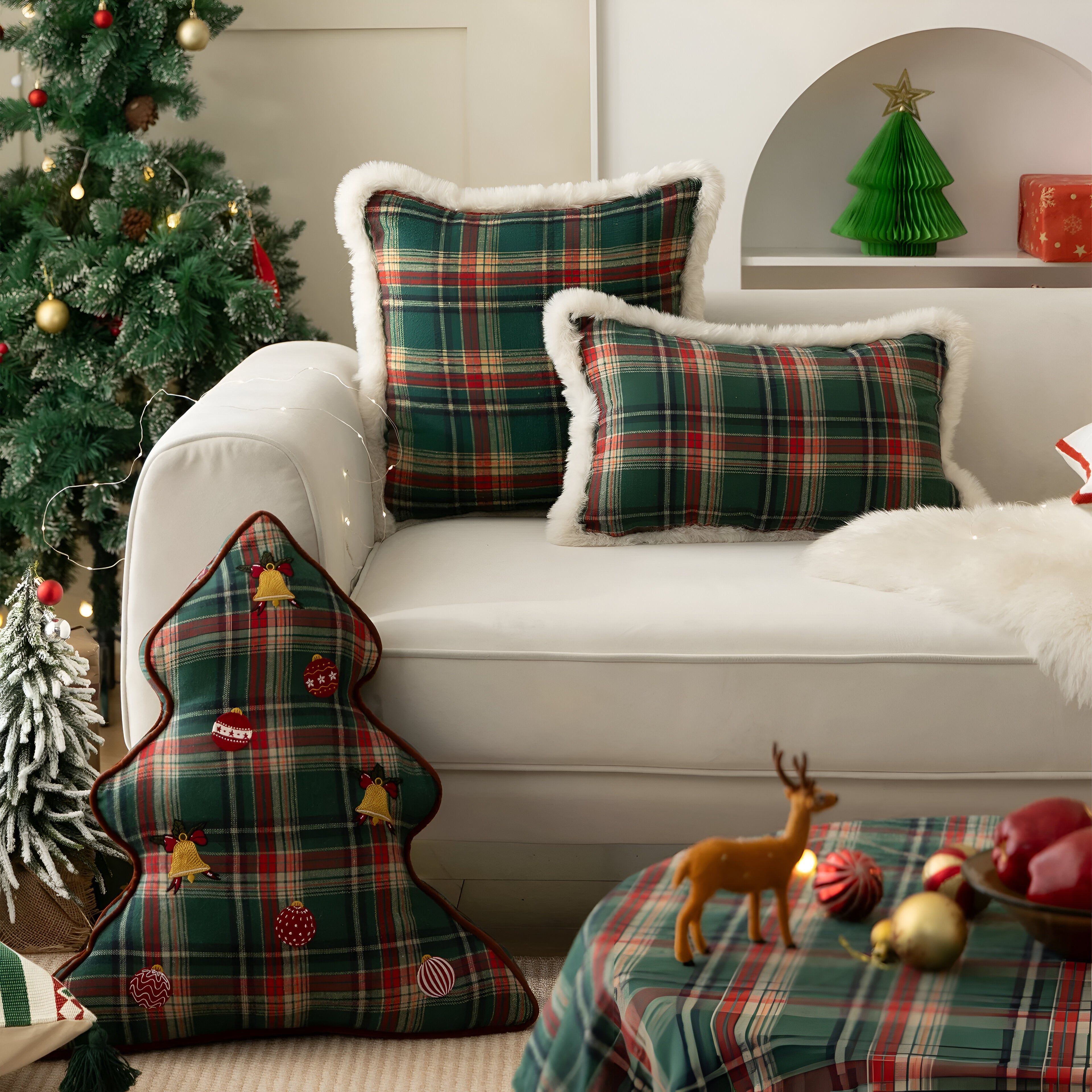 Traditional Tartan Christmas Cushion