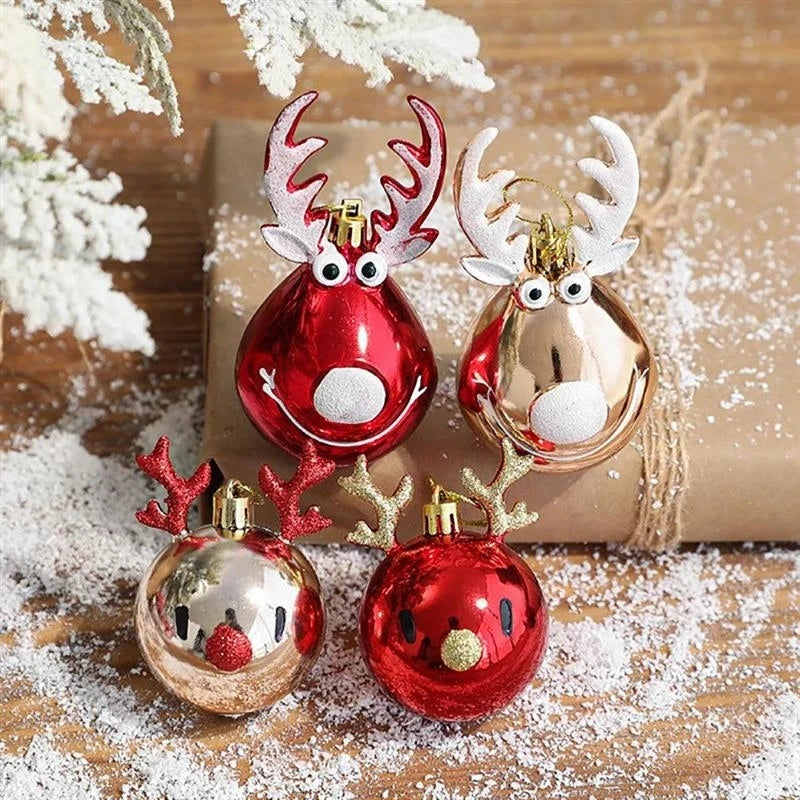 Set Of Two Sparkly Reindeer Christmas Ornaments