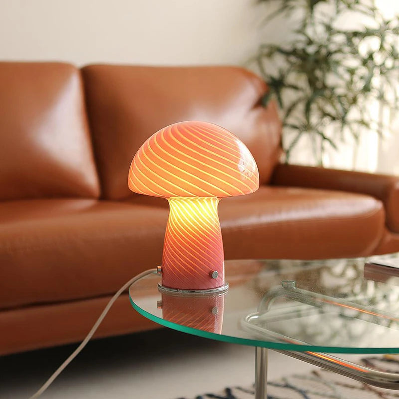 Pastel Coloured Glass Mushroom Table Lamp