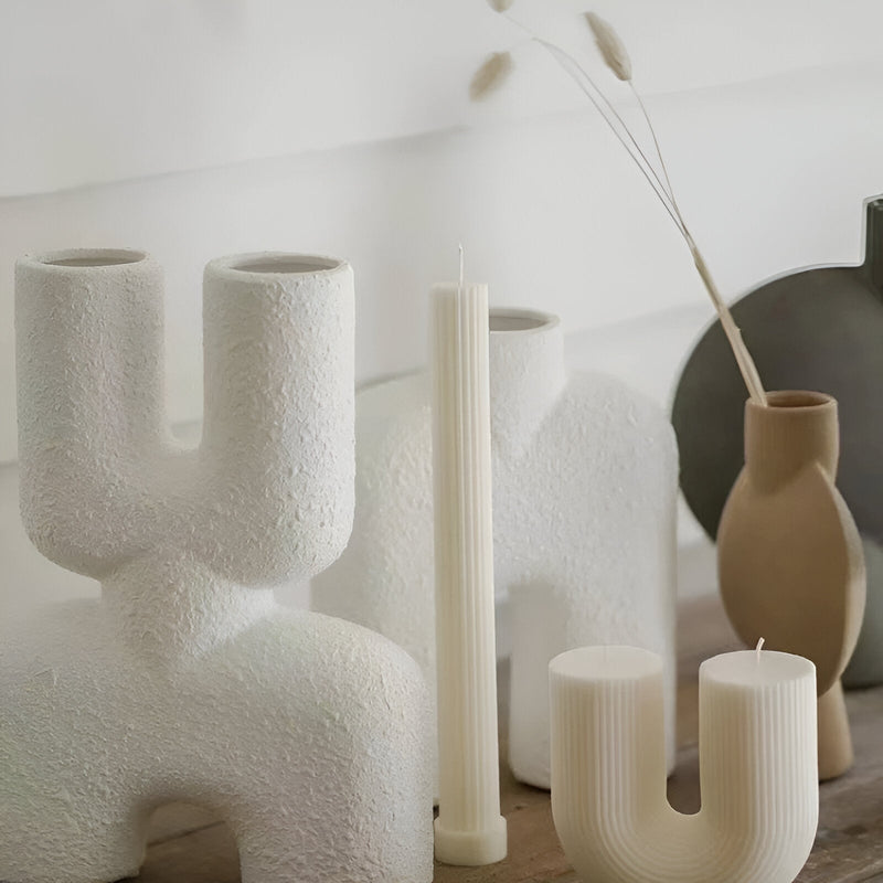 Abstract Hollowed White Ceramic Vase - The House Of BLOC