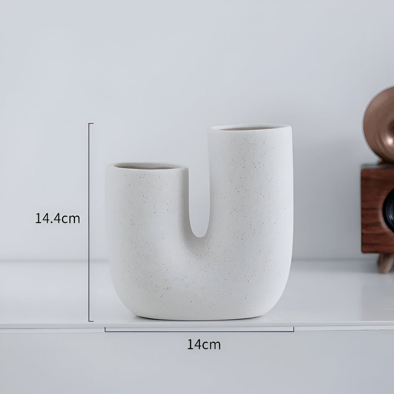 Abstract Hollowed White Ceramic Vase - The House Of BLOC