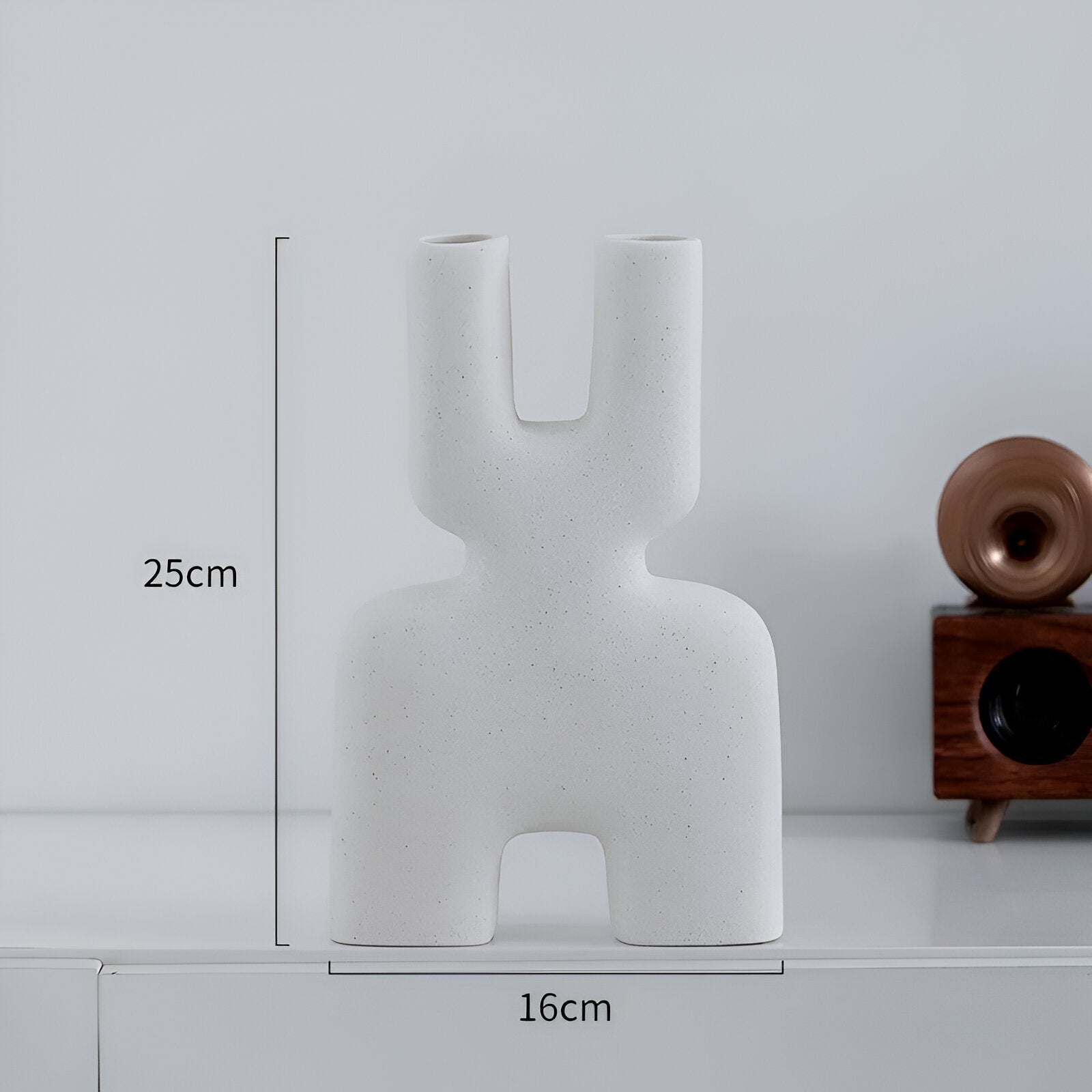 Abstract Hollowed White Ceramic Vase - The House Of BLOC