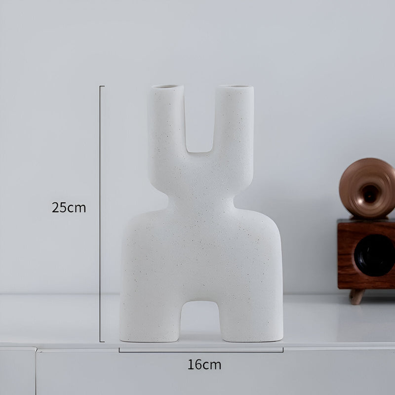 Abstract Hollowed White Ceramic Vase - The House Of BLOC