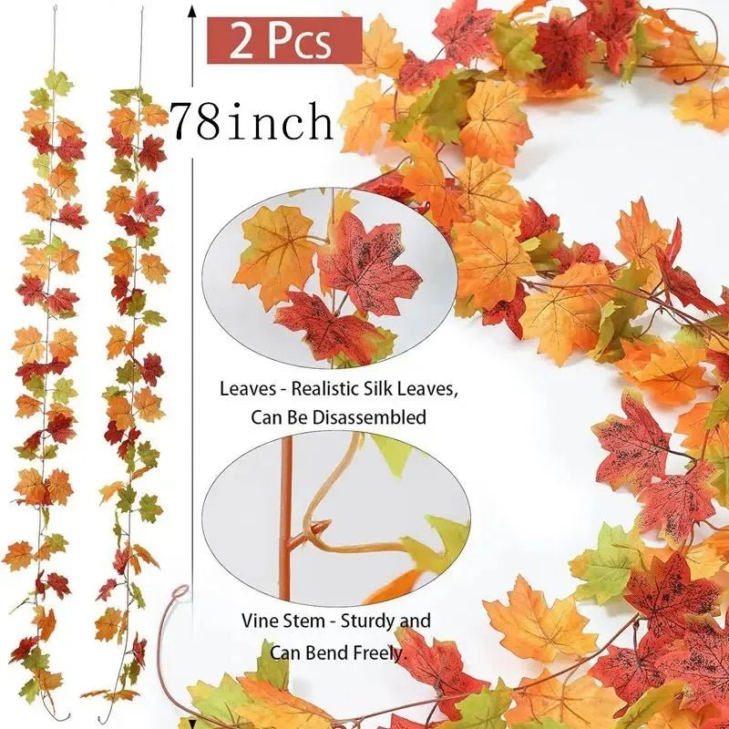 Artificial Autumn Maple Leaf Halloween Garland Decoration - The House Of BLOC