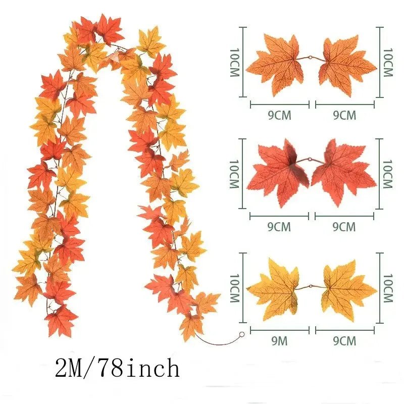 Artificial Autumn Maple Leaf Halloween Garland Decoration - The House Of BLOC