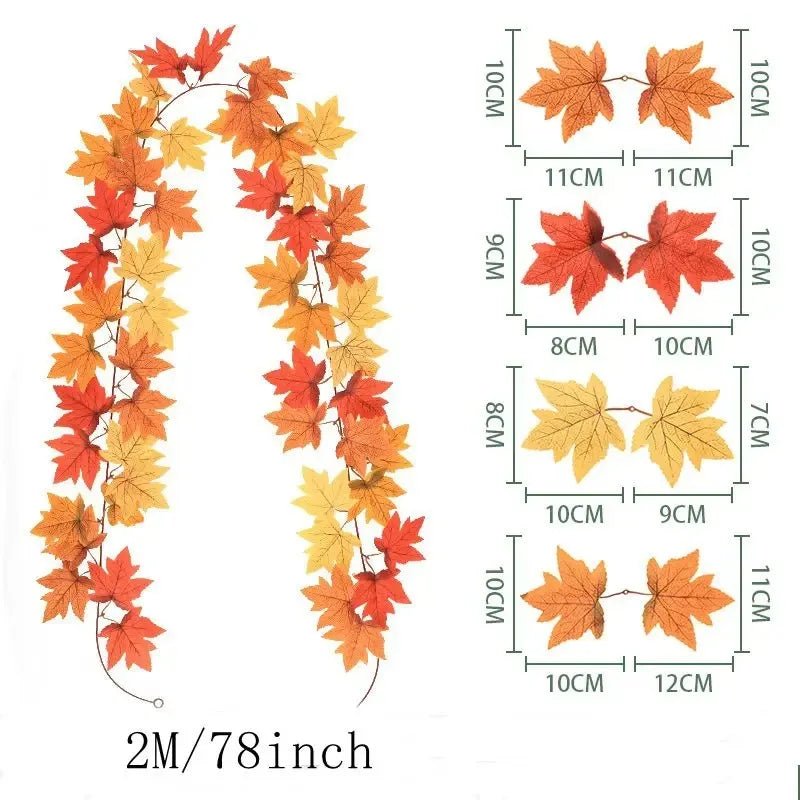 Artificial Autumn Maple Leaf Halloween Garland Decoration - The House Of BLOC