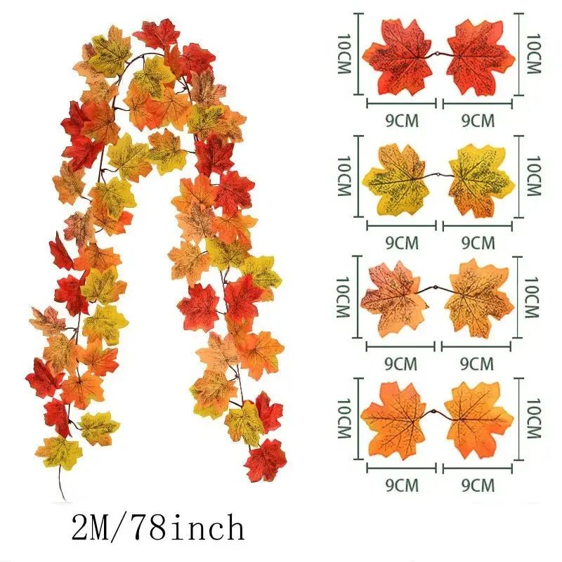 Artificial Autumn Maple Leaf Halloween Garland Decoration - The House Of BLOC