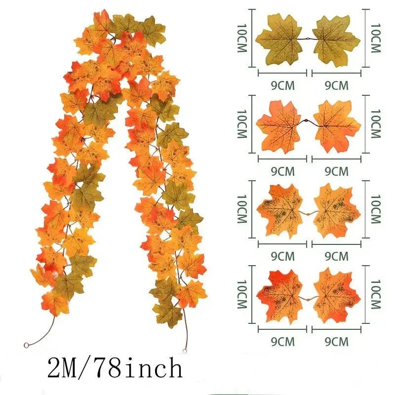 Artificial Autumn Maple Leaf Halloween Garland Decoration - The House Of BLOC