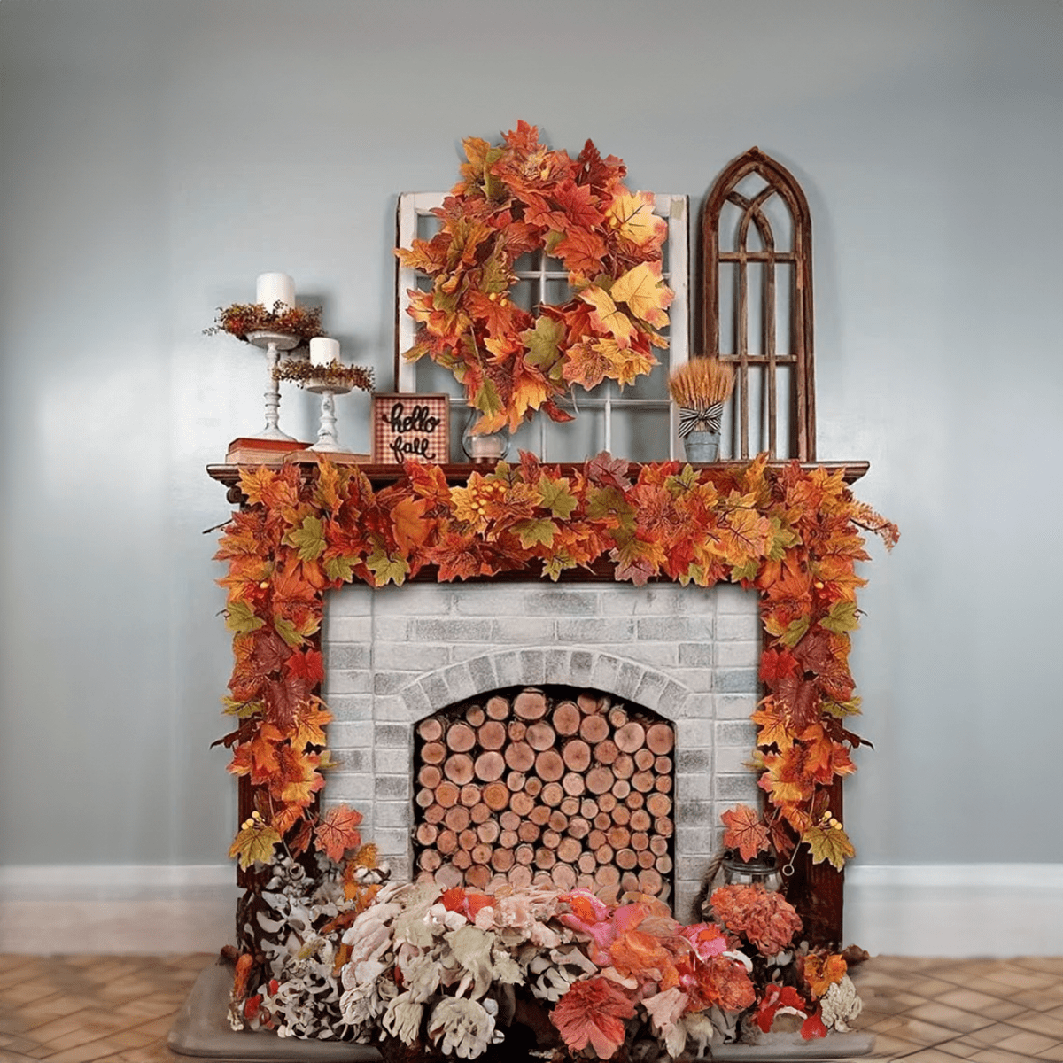 Artificial Autumn Maple Leaf Halloween Garland Decoration - The House Of BLOC