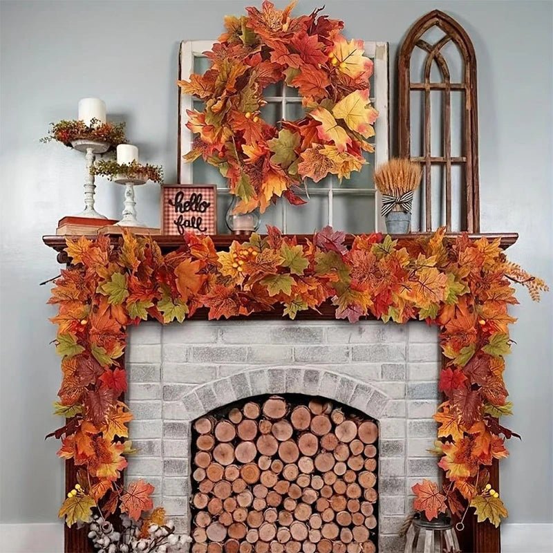 Artificial Autumn Maple Leaf Halloween Garland Decoration - The House Of BLOC