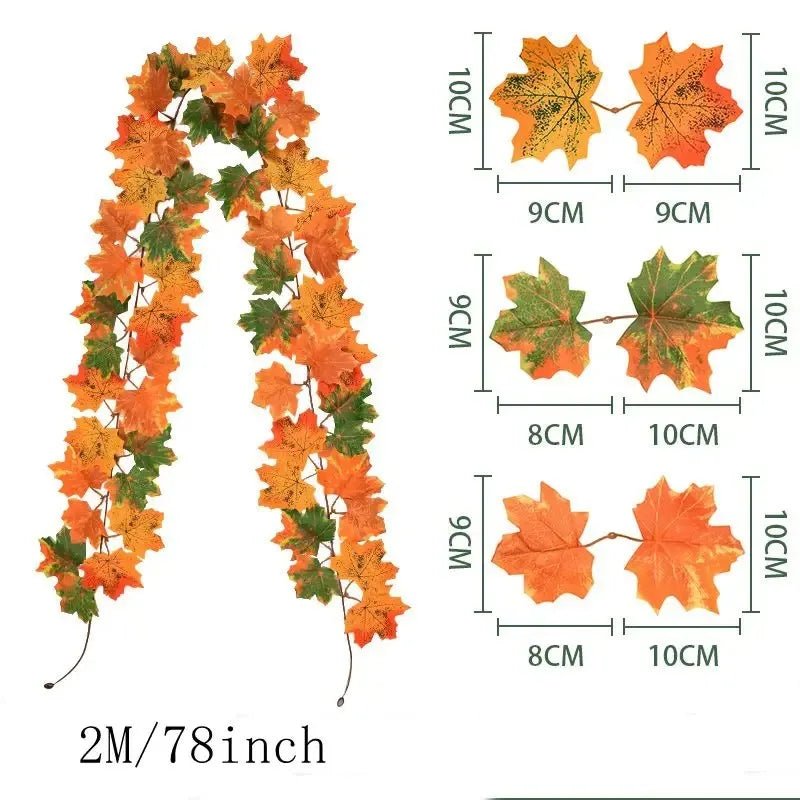 Artificial Autumn Maple Leaf Halloween Garland Decoration - The House Of BLOC