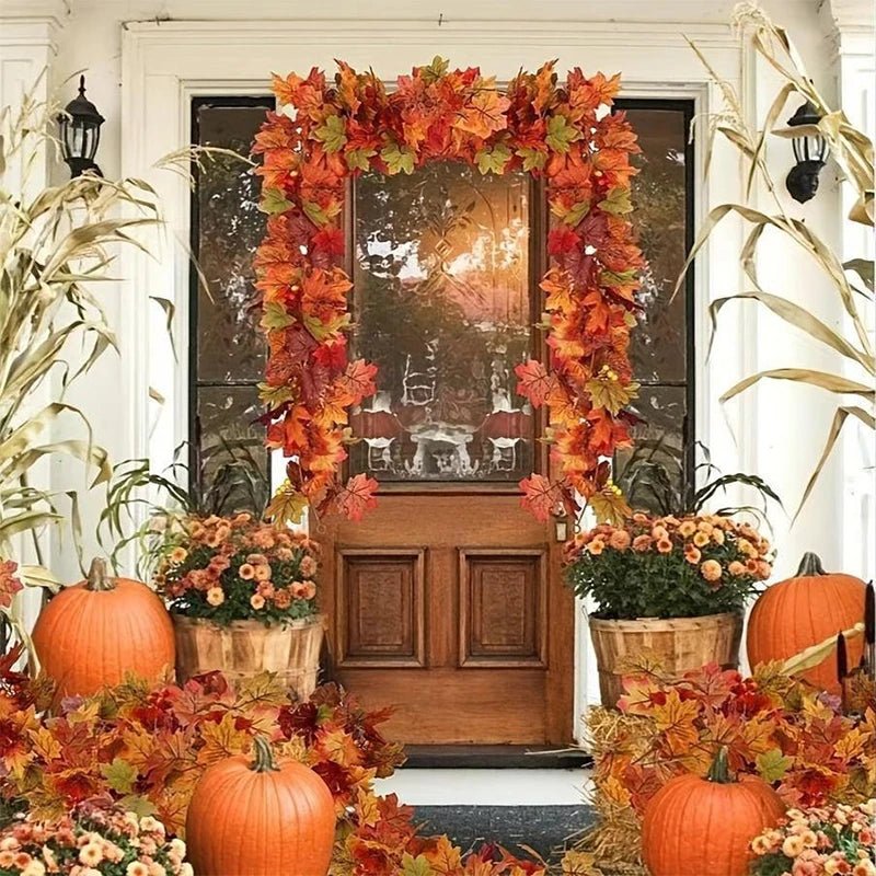 Artificial Autumn Maple Leaf Halloween Garland Decoration - The House Of BLOC