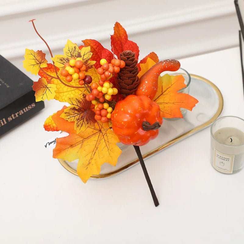 Artificial Maple Leaf, Pumpkin & Berry Branches Autumn Decoration - The House Of BLOC