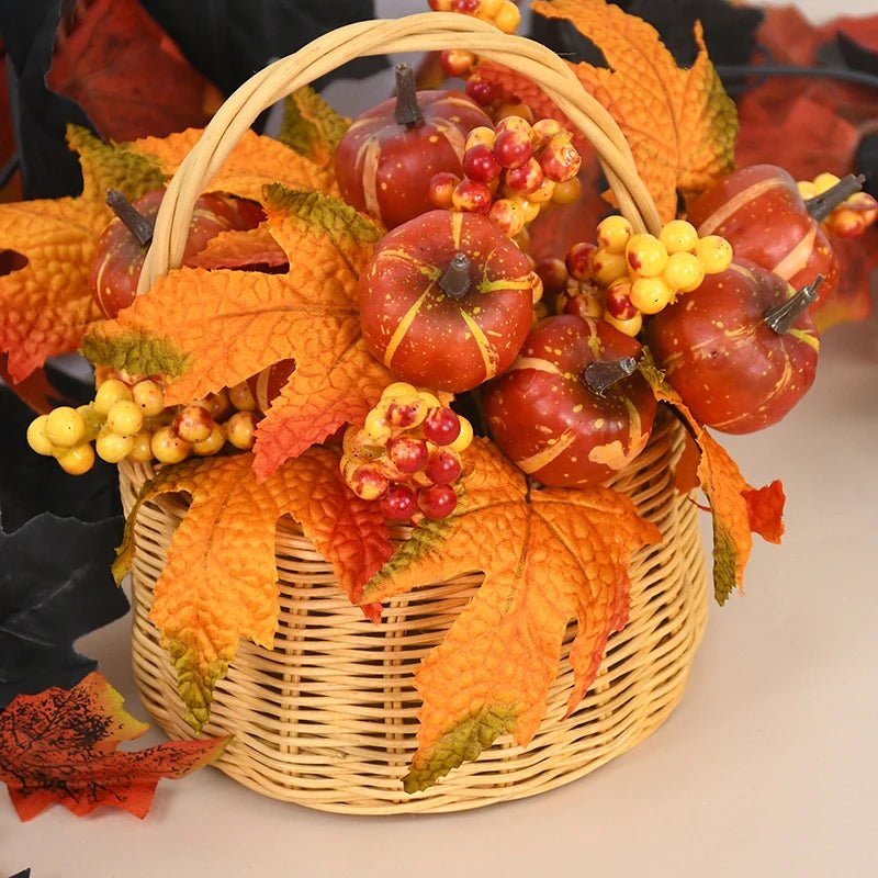 Artificial Maple Leaf, Pumpkin & Berry Branches Autumn Decoration - The House Of BLOC