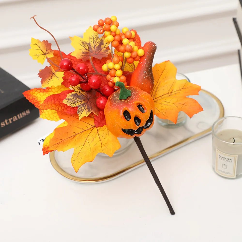 Artificial Maple Leaf, Pumpkin & Berry Branches Autumn Decoration - The House Of BLOC