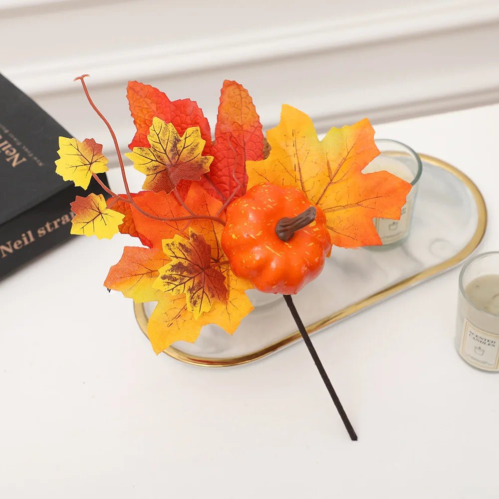 Artificial Maple Leaf, Pumpkin & Berry Branches Autumn Decoration - The House Of BLOC