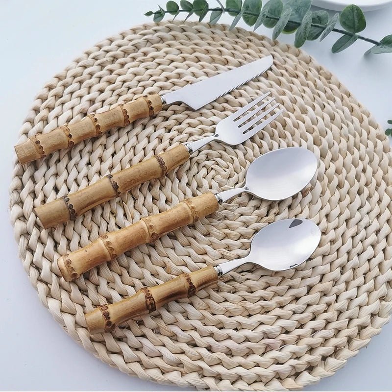 Bamboo Handle Stainless Steel Cutlery Set - The House Of BLOC