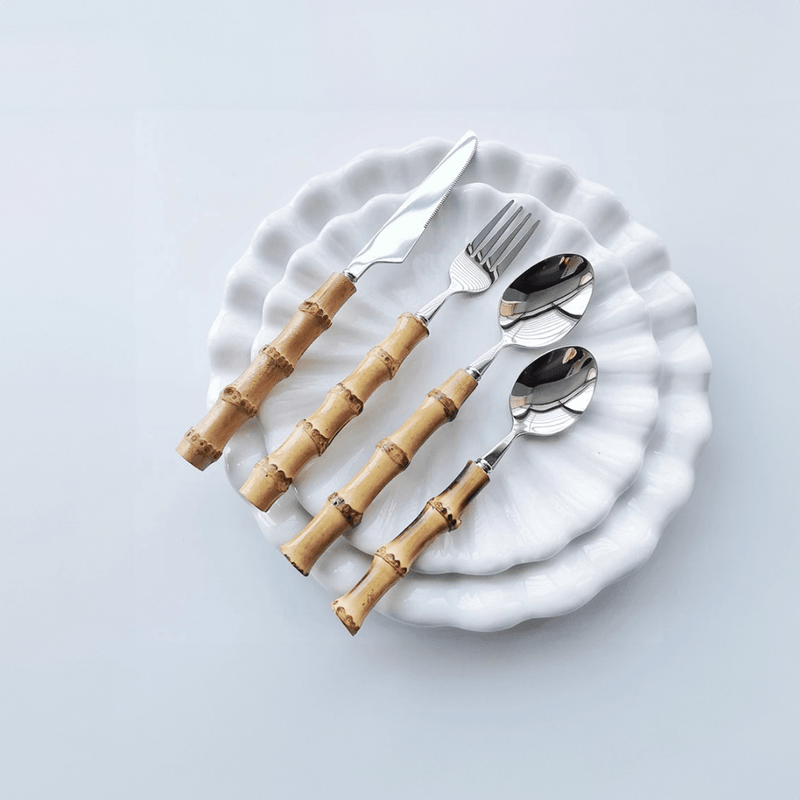 Bamboo Handle Stainless Steel Cutlery Set - The House Of BLOC