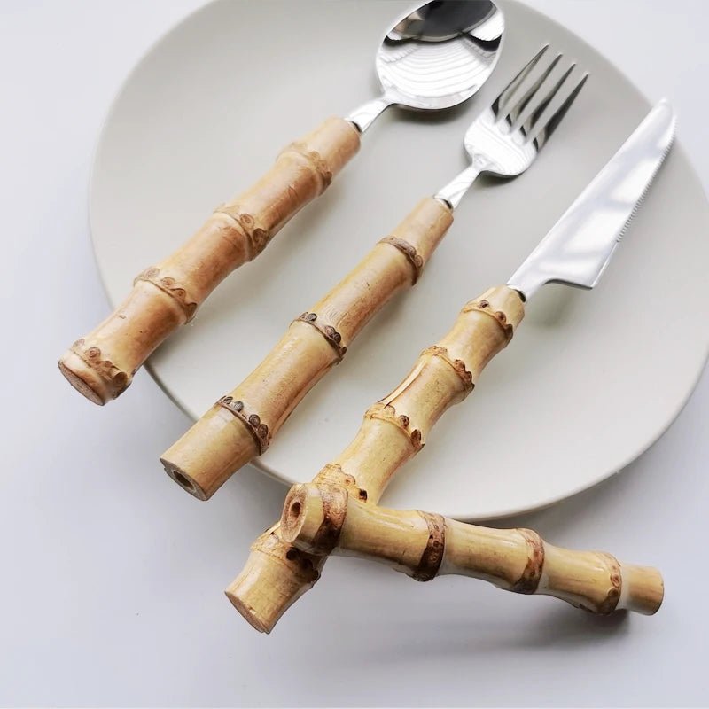 Bamboo Handle Stainless Steel Cutlery Set - The House Of BLOC