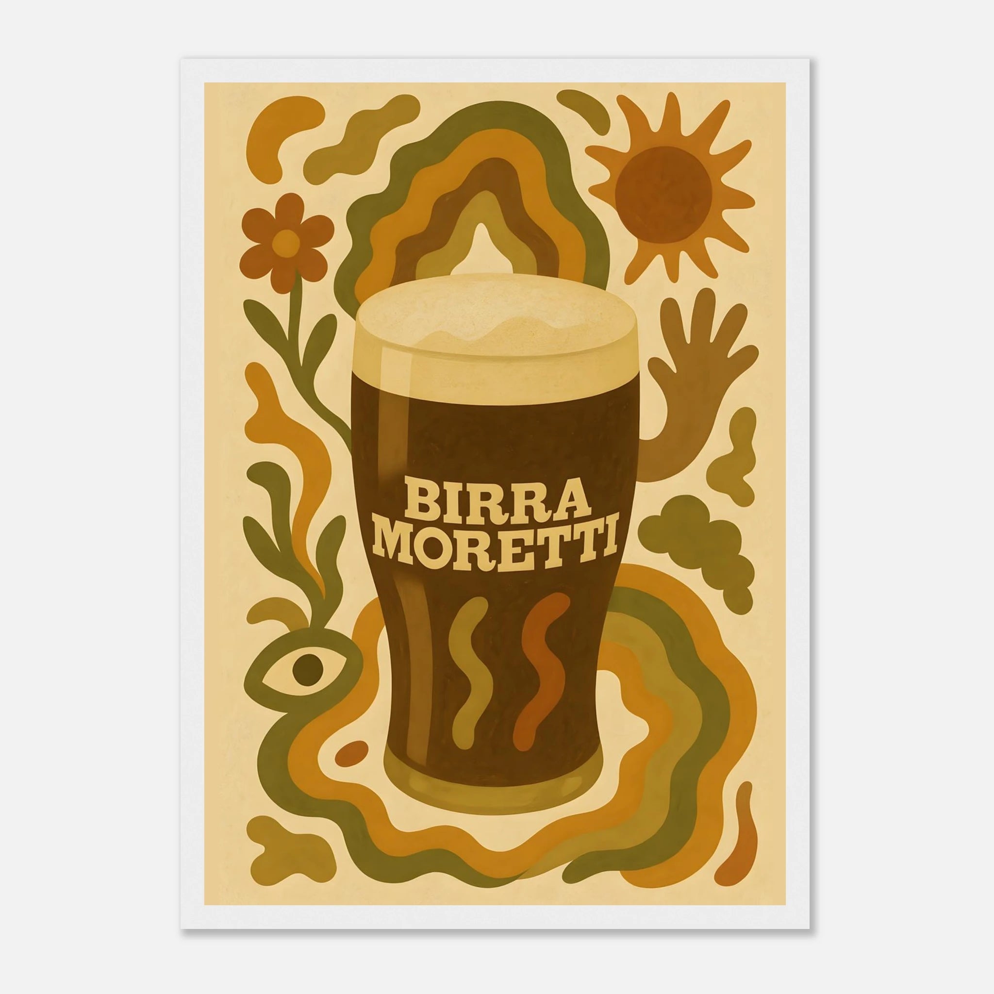 Birra Moretti Drink Illustration Poster - Premium Semi - Glossy Poster - Mounted Framed Poster - The House Of BLOC