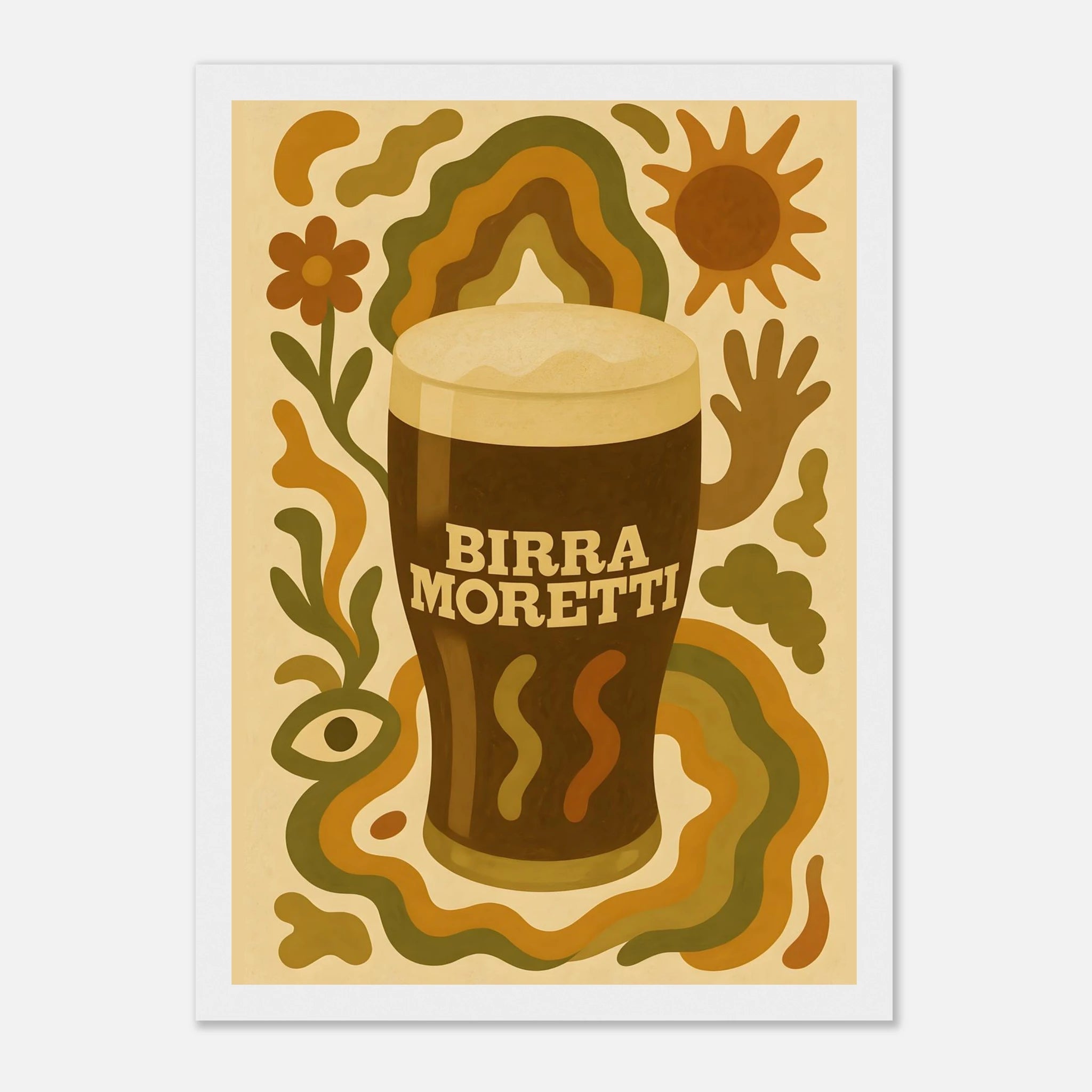 Birra Moretti Drink Illustration Poster - Premium Semi - Glossy Poster - Mounted Framed Poster - The House Of BLOC