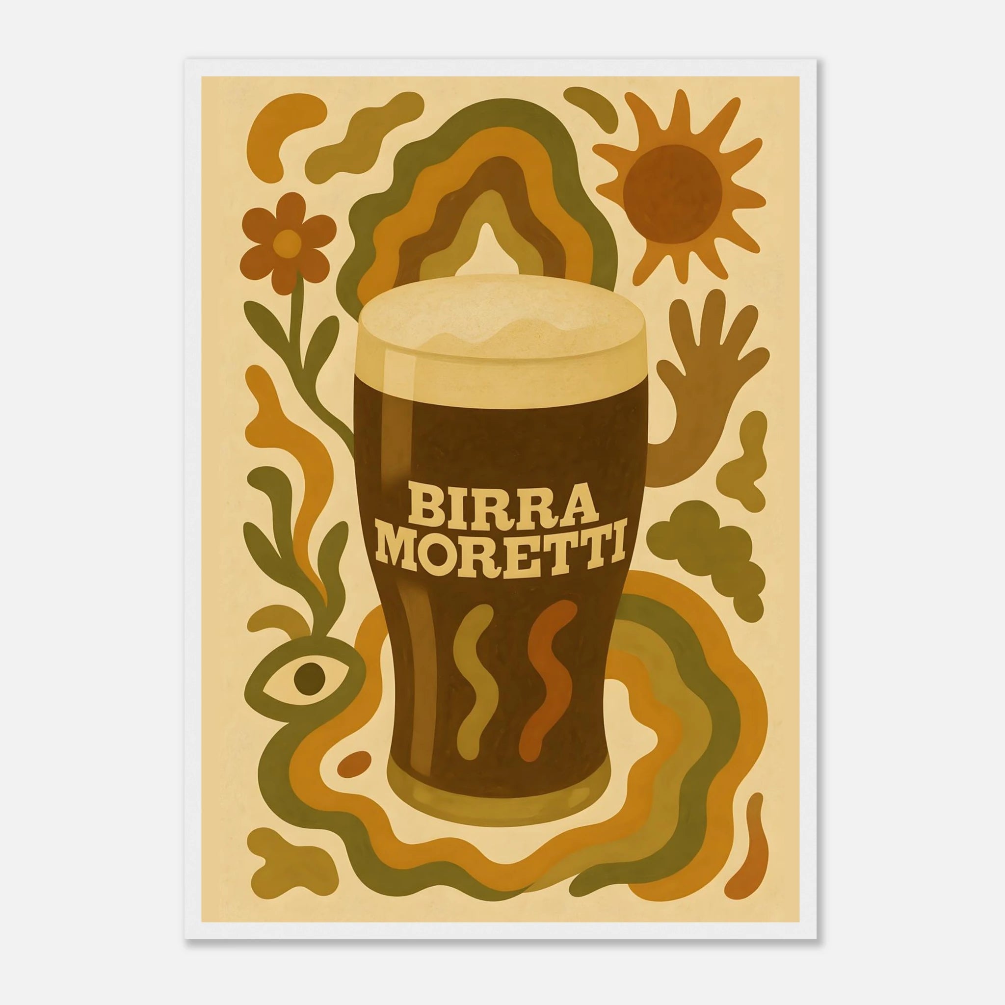 Birra Moretti Drink Illustration Poster - Premium Semi - Glossy Poster - Mounted Framed Poster - The House Of BLOC