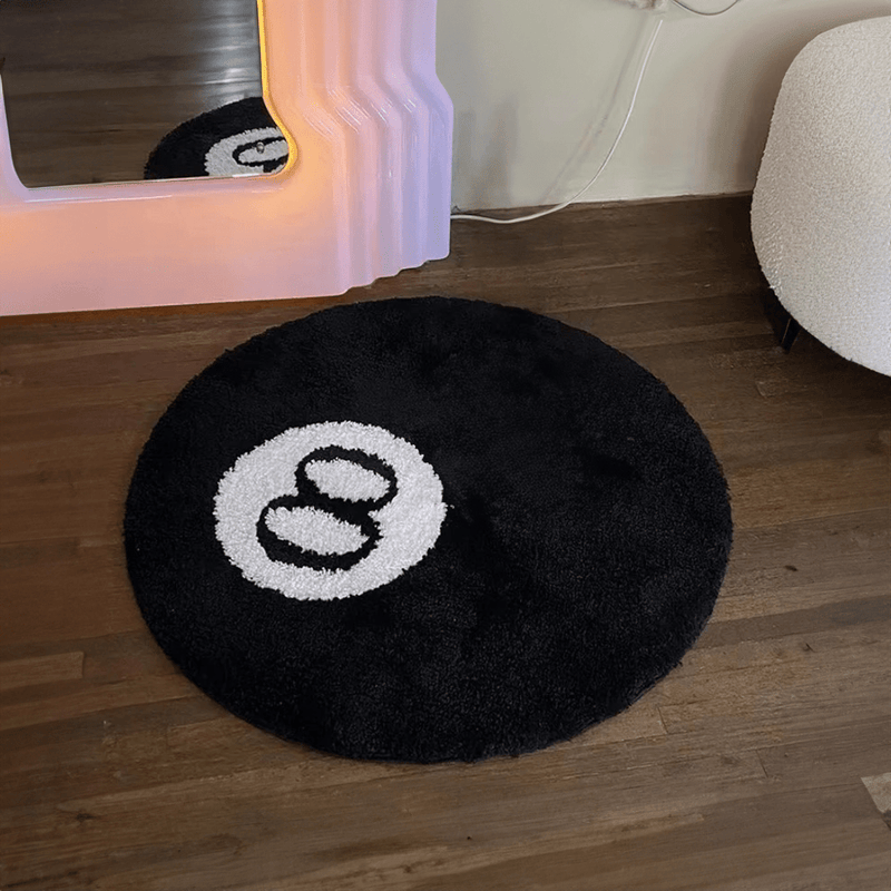 Black Billiard '8' Ball Round Rug - The House Of BLOC