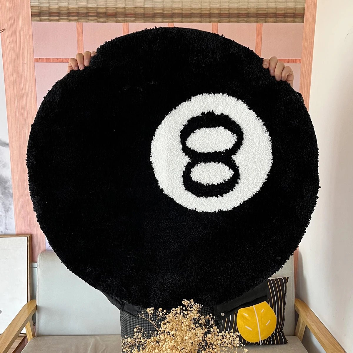 Black Billiard '8' Ball Round Rug - The House Of BLOC