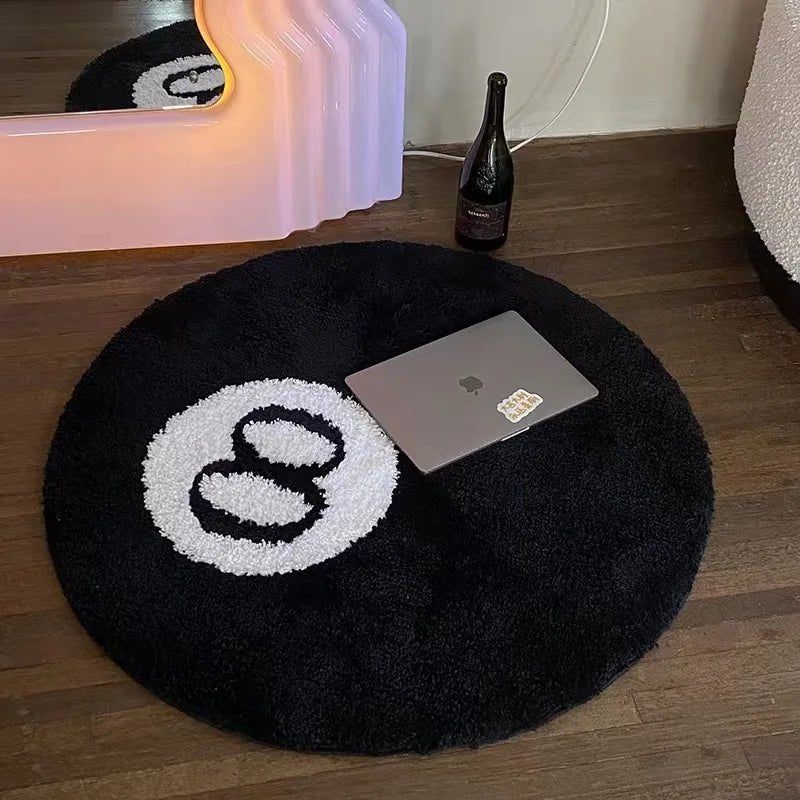 Black Billiard '8' Ball Round Rug - The House Of BLOC