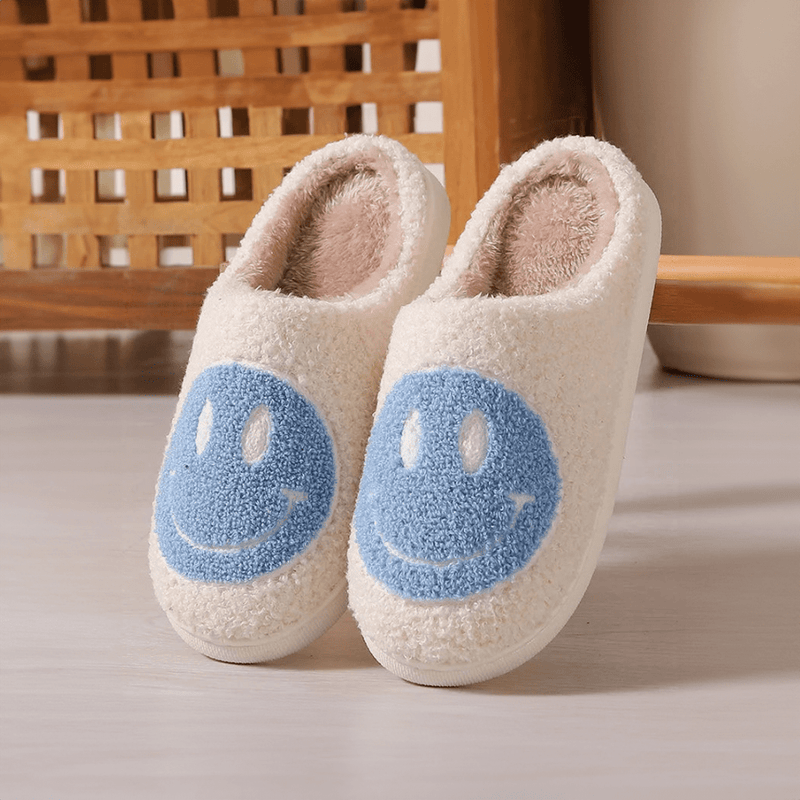 Blue Smiley Home Slippers - The House Of BLOC