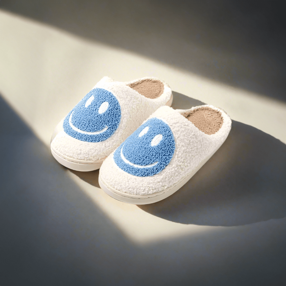 Blue Smiley Home Slippers - The House Of BLOC