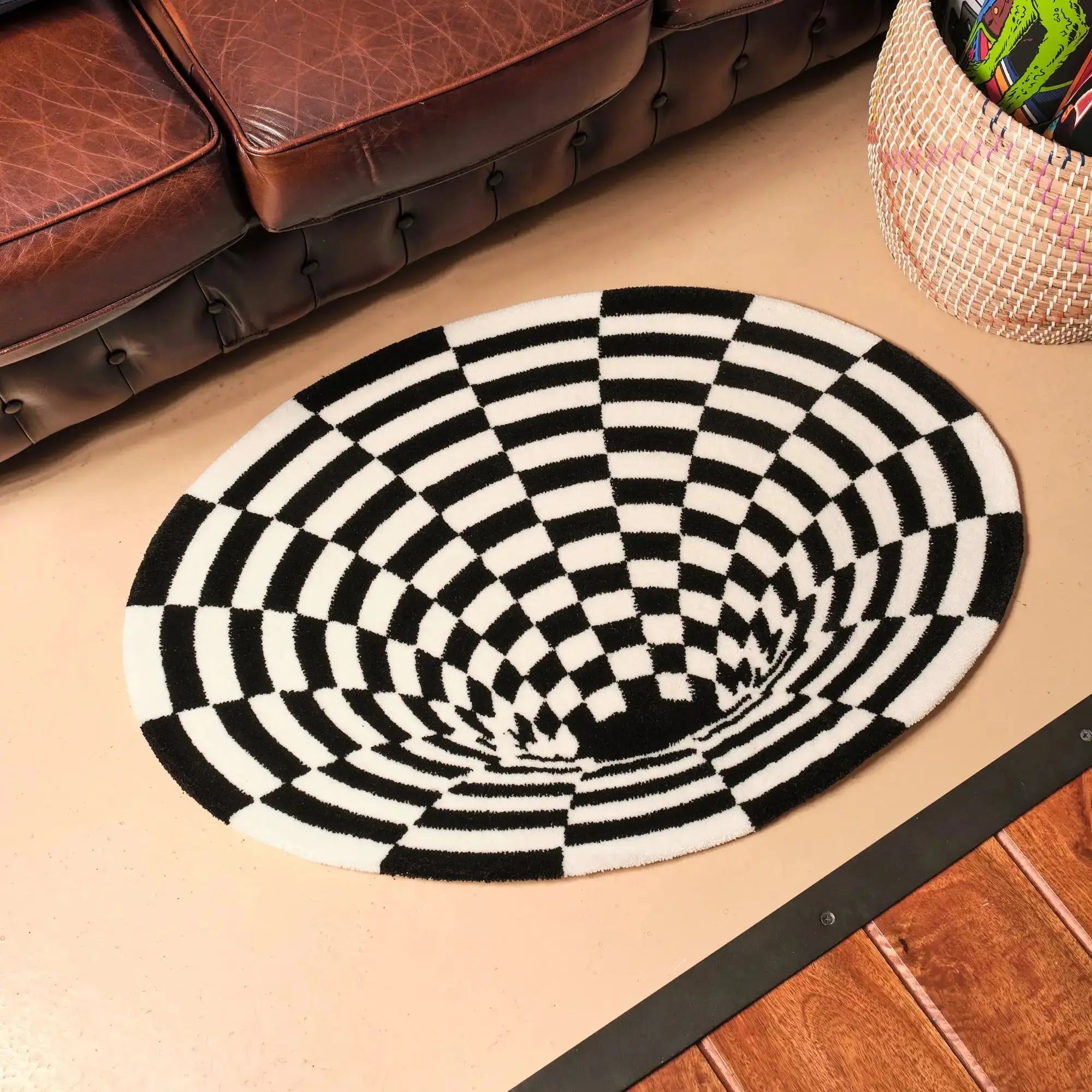 Bottomless Geometric Checkerboard Rug - The House Of BLOC