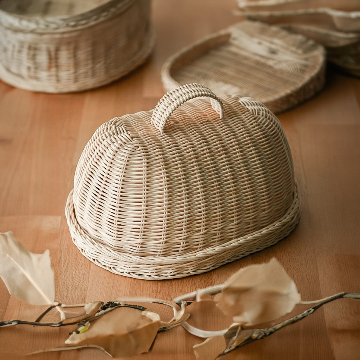 Rustic Handwoven Rattan Bread Basket