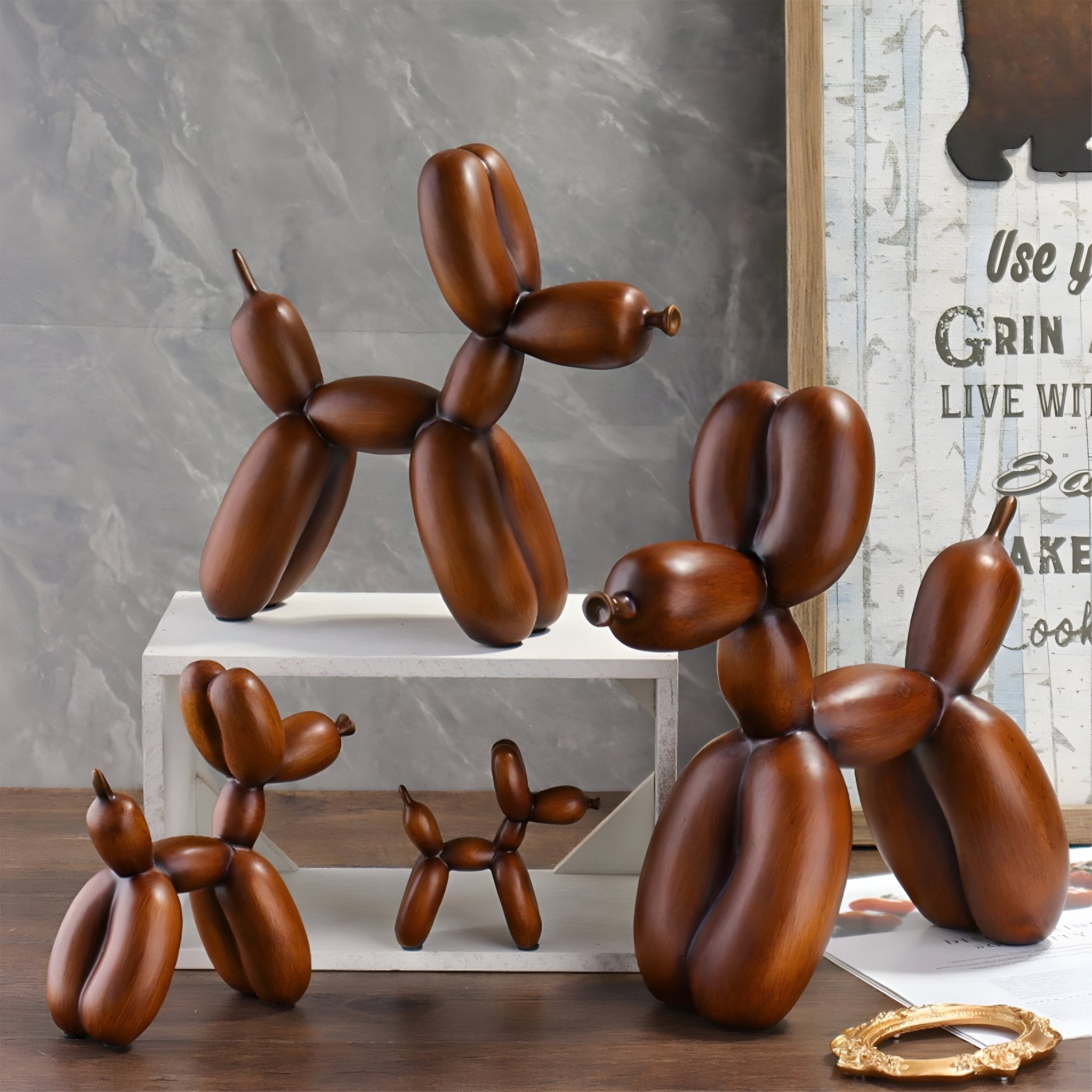 Brown Resin Balloon Dog Desk Ornament - The House Of BLOC