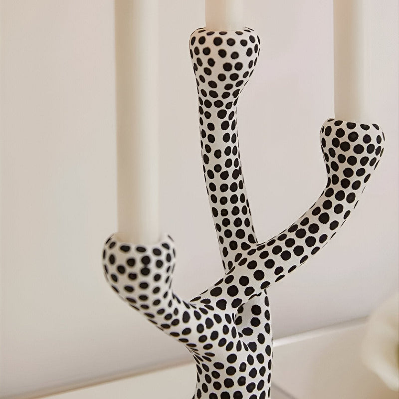 Ceramic Black & White Polka Dot Candle Holder - The House Of BLOC