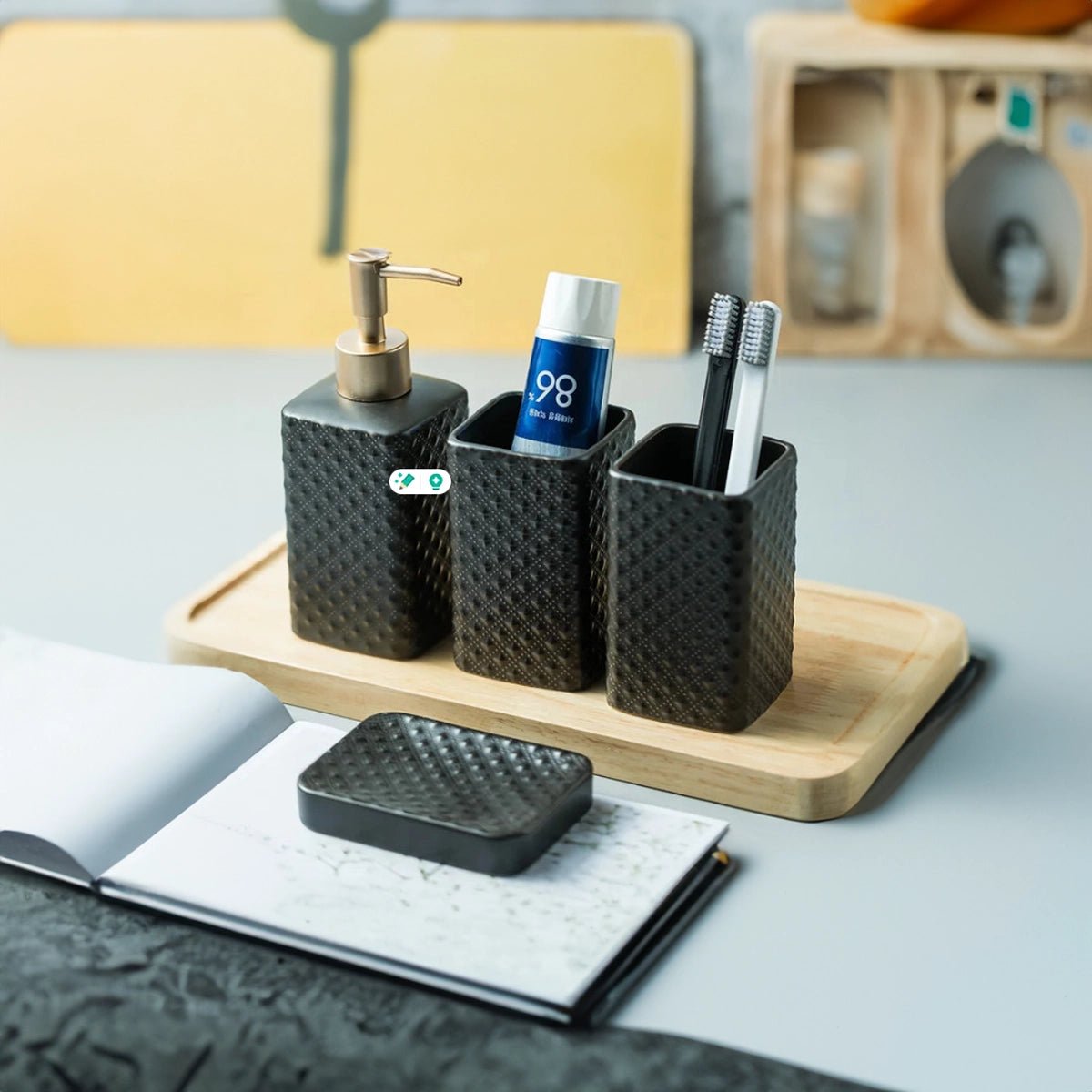 Ceramic Four Piece Bathroom Storage Set - The House Of BLOC