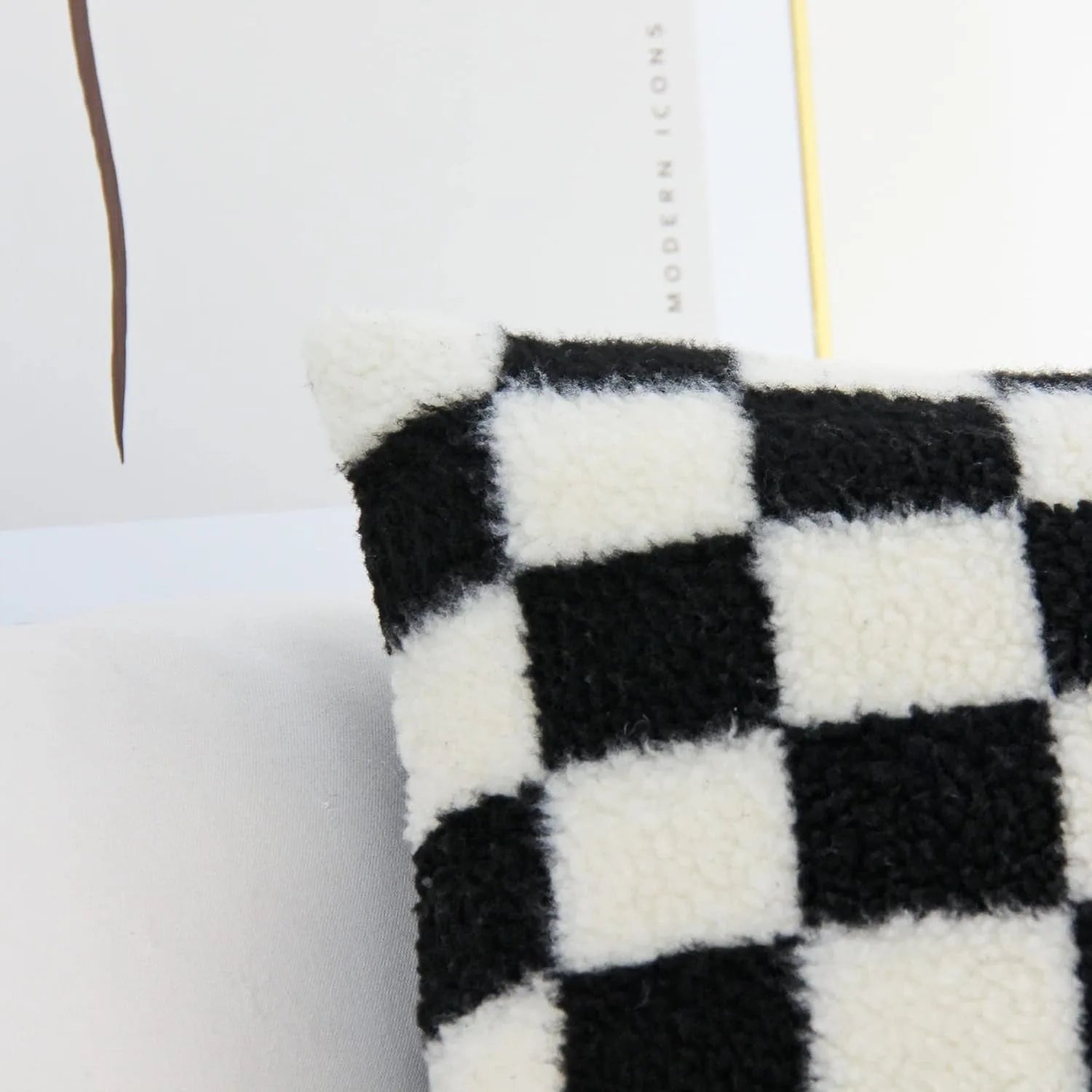 Chequered Faux Fur Woollen Throw Cushion Cover - The House Of BLOC