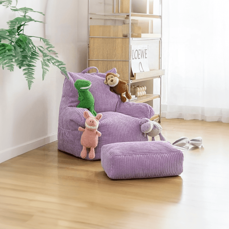 Children's Small Lazy Bean Bag Chair With Footrest - The House Of BLOC