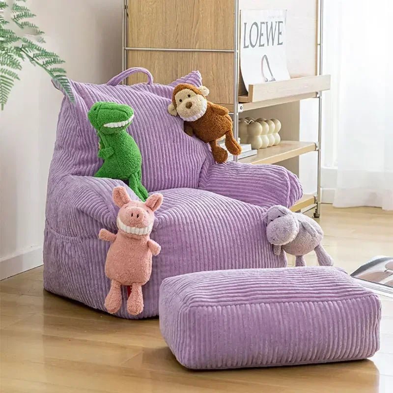 Children's Small Lazy Bean Bag Chair With Footrest - The House Of BLOC