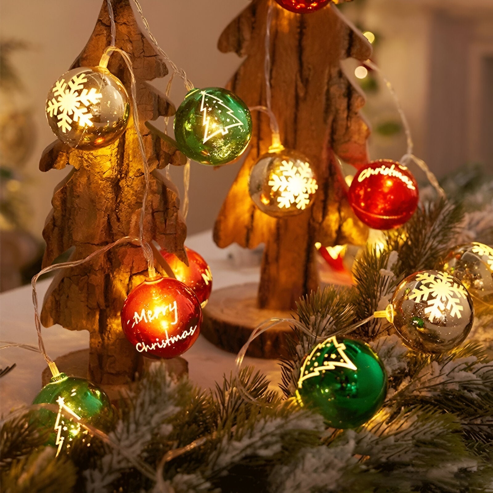 Christmas Baubles Fairy Light Garland - The House Of BLOC