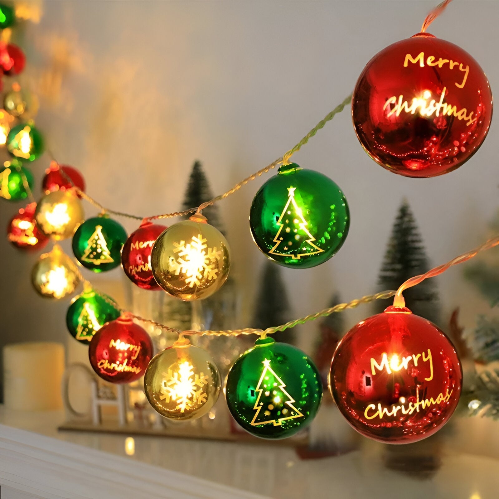 Christmas Baubles Fairy Light Garland - The House Of BLOC